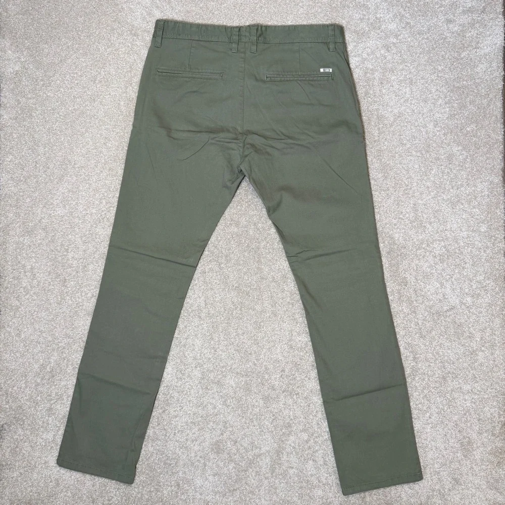 Tom Tailor Denim Chino Pants Men 36x34(*36x32) Olive Green Skinny Stretch Cotton